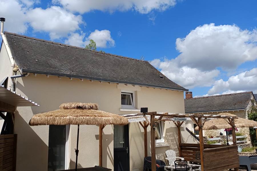 terrasse chaumière-gite-hameau