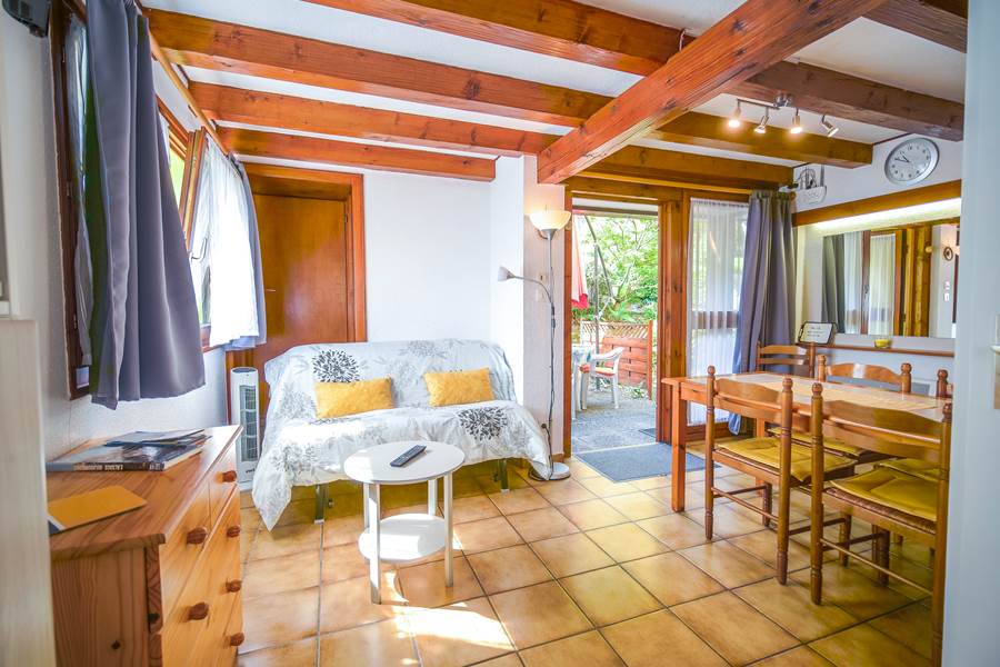 pièce principale rez de chaussée (avec la terrasse de plain pied devant le pavillon)