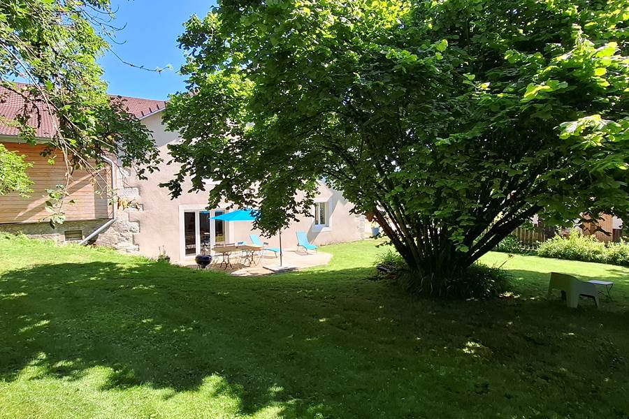 Terrasse aménagée et jardin ombragé