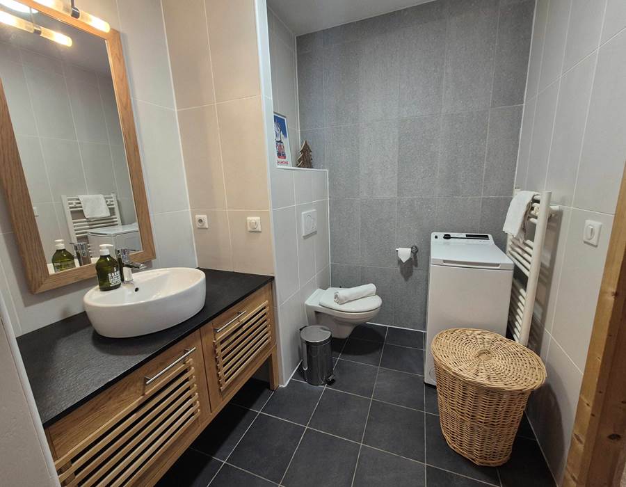 Salle de bain avec lave linge