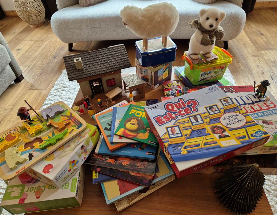 Jeux de société, livres et bandes dessinées