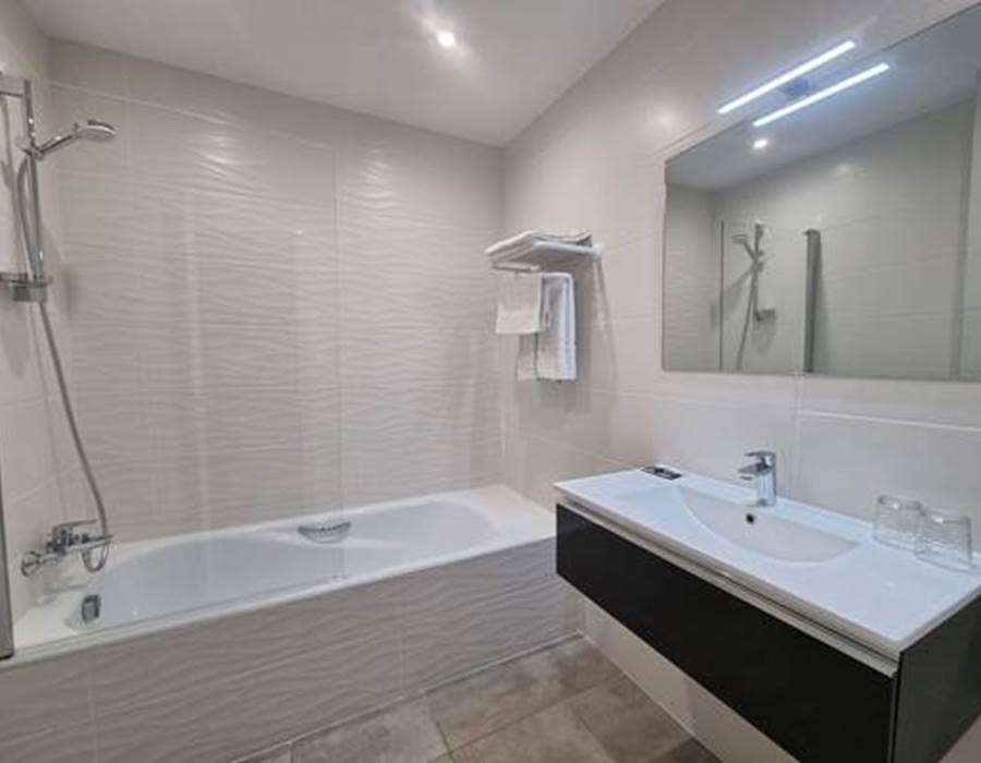 Salle de bain grande baignoire avec douche intégrée