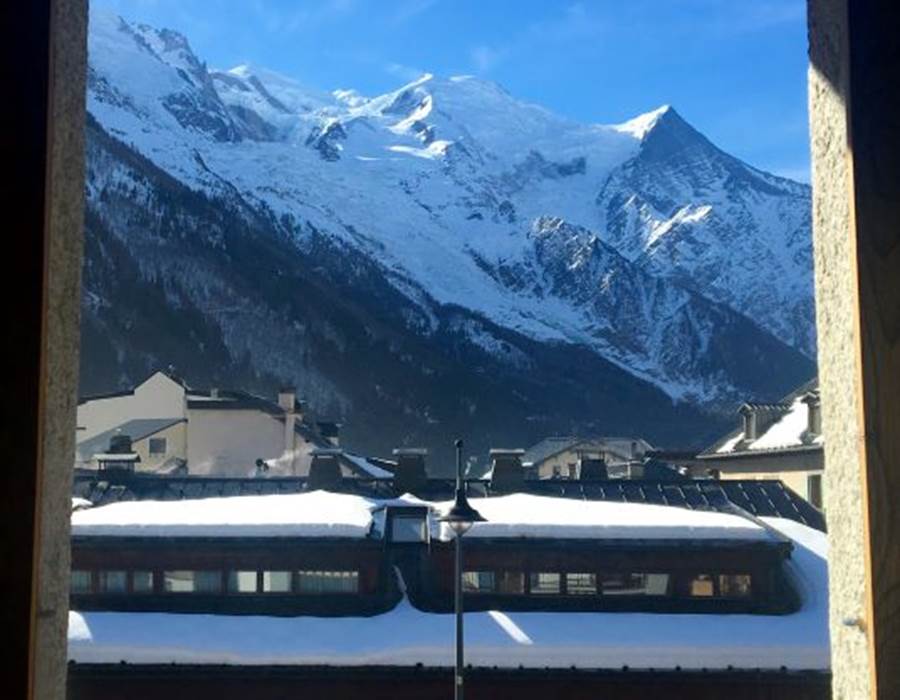 salon salle à manger vue Mont Blanc