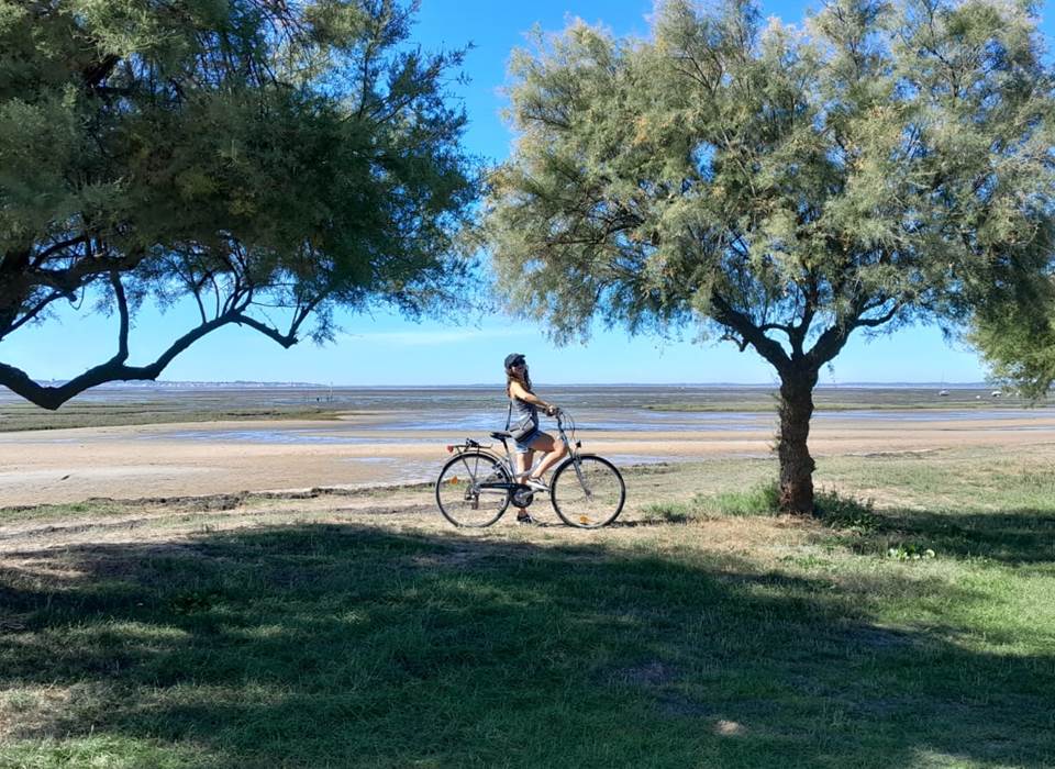 Balade en vélo sur le bord de plage