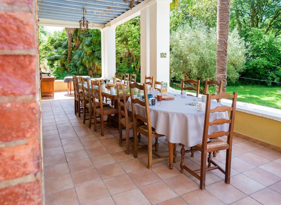 La terrasse et sa plancha, pour les petits-déjeuners, déjeuners et dîners